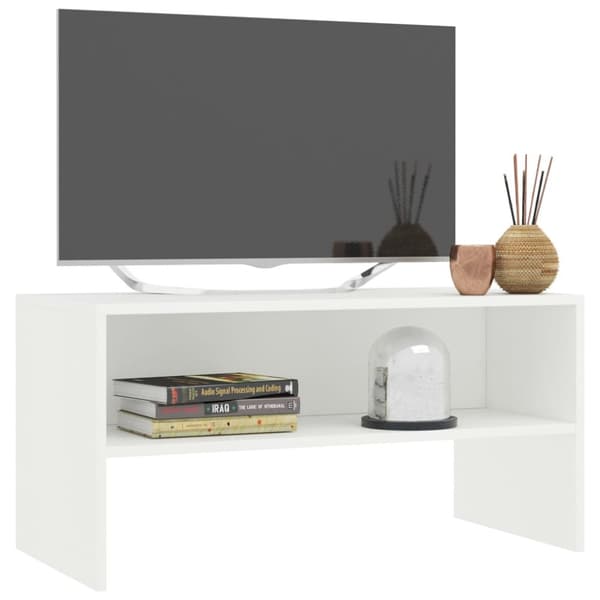 The Living Store tv-bord 80x40x40 cm konstrueret træ hvid - TV-møbler