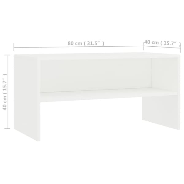 The Living Store tv-bord 80x40x40 cm konstrueret træ hvid - TV-møbler