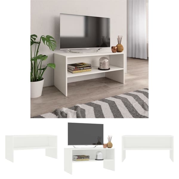 The Living Store tv-bord 80x40x40 cm konstrueret træ hvid - TV-møbler