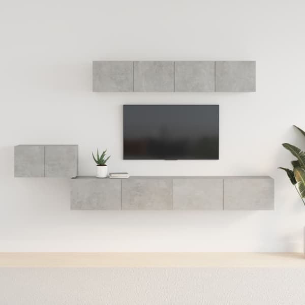 The Living Store Tv-skåp 5 delar betonggrå konstruerat trä -  TV-bänkar