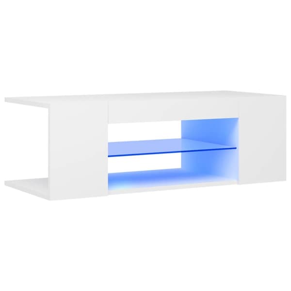 The Living Store tv-skab med LED-lys 90x39x30 cm hvid -  TV-møbler