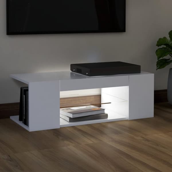 The Living Store tv-skab med LED-lys 90x39x30 cm hvid -  TV-møbler
