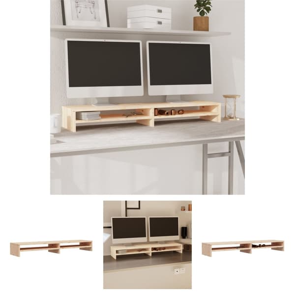 The Living Store skærmholder 100x24x13 cm massivt fyrretræ - TV-møbler