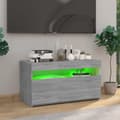 Miniatyrbillede 6 af 11: The Living Store tv-bord med LED-lys 75x35x40 cm grå sonoma-eg -  TV-møbler