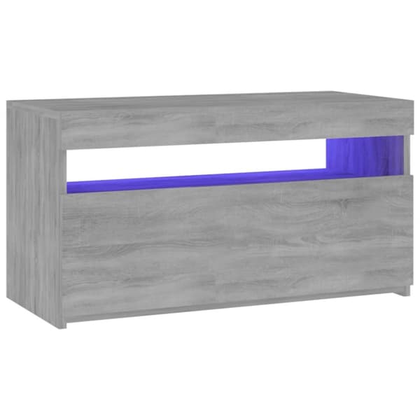 The Living Store tv-bord med LED-lys 75x35x40 cm grå sonoma-eg - TV-møbler