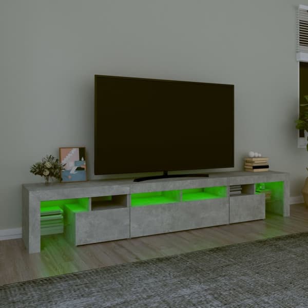 The Living Store Tv-bänk med LED-belysning betonggrå 230x36,5x40 cm - TV-bänkar