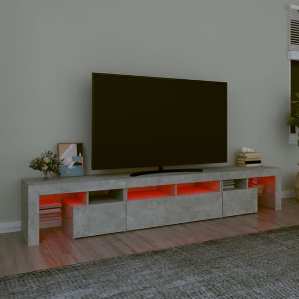The Living Store Tv-bänk med LED-belysning betonggrå 230x36,5x40 cm - TV-bänkar