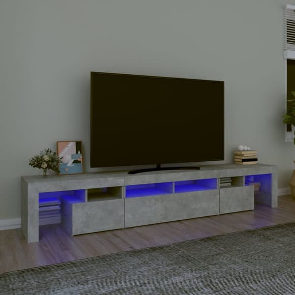 The Living Store Tv-bänk med LED-belysning betonggrå 230x36,5x40 cm - TV-bänkar