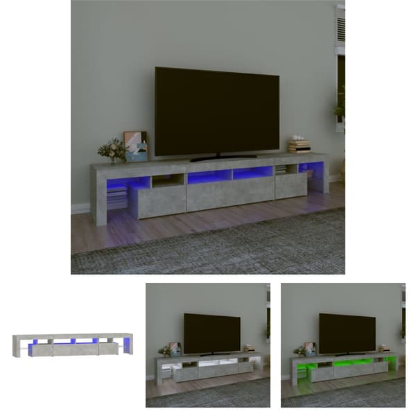 The Living Store Tv-bänk med LED-belysning betonggrå 230x36,5x40 cm - TV-bänkar