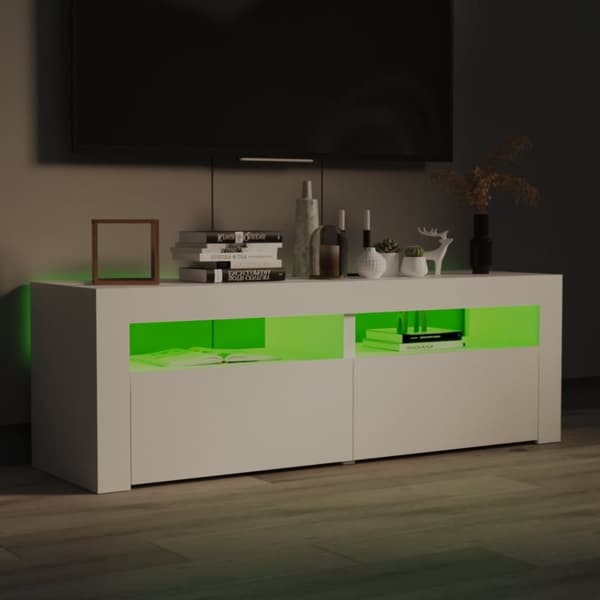 The Living Store TV-bänk med LED-belysning vit 120x35x40 cm -  TV-bänkar