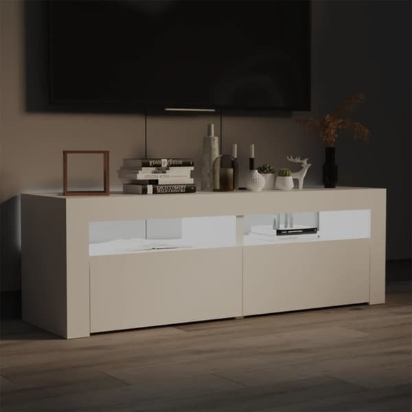 The Living Store TV-bänk med LED-belysning vit 120x35x40 cm - TV-bänkar