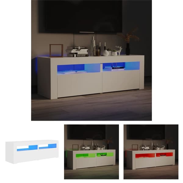The Living Store TV-bänk med LED-belysning vit 120x35x40 cm - TV-bänkar