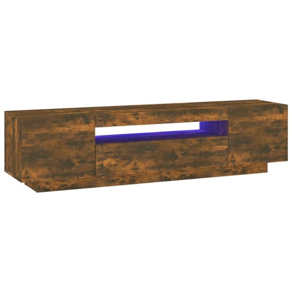 The Living Store tv-bord med LED-lys 160x35x40 cm røget egetræsfarve - TV-møbler