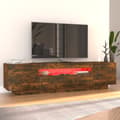 Miniatyrbillede 5 af 11: The Living Store tv-bord med LED-lys 160x35x40 cm røget egetræsfarve -  TV-møbler