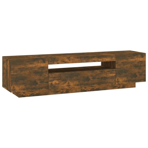 The Living Store tv-bord med LED-lys 160x35x40 cm røget egetræsfarve - TV-møbler
