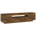 Miniatyrbillede 8 af 11: The Living Store tv-bord med LED-lys 160x35x40 cm røget egetræsfarve -  TV-møbler