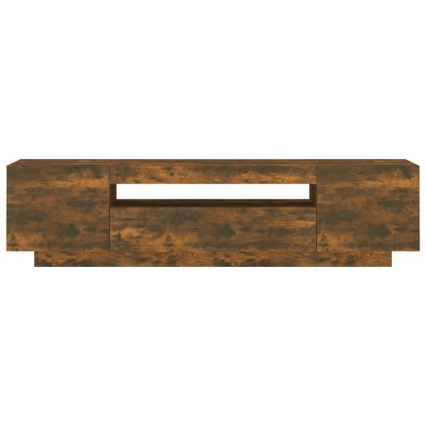 The Living Store tv-bord med LED-lys 160x35x40 cm røget egetræsfarve - TV-møbler