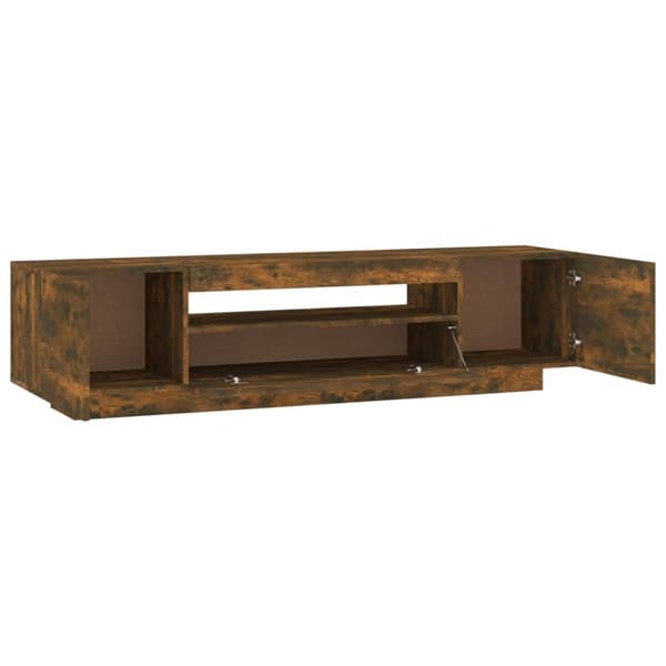The Living Store tv-bord med LED-lys 160x35x40 cm røget egetræsfarve - TV-møbler