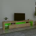 Miniatyrbillede 5 af 11: The Living Store tv-skab med LED-lys 215x36,5x40 cm sonoma-eg -  TV-møbler