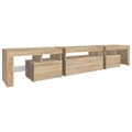 Miniatyrbillede 9 af 11: The Living Store tv-skab med LED-lys 215x36,5x40 cm sonoma-eg -  TV-møbler