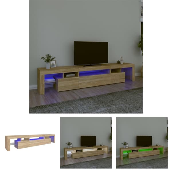 The Living Store tv-skab med LED-lys 215x36,5x40 cm sonoma-eg - TV-møbler