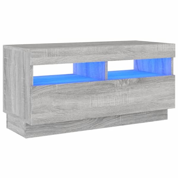 The Living Store tv-bord med LED-lys 80x35x40 cm grå sonoma-eg -  TV-møbler