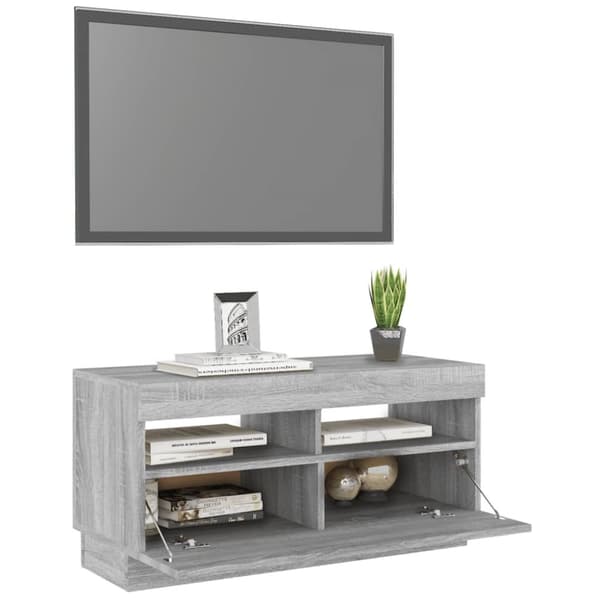 The Living Store tv-bord med LED-lys 80x35x40 cm grå sonoma-eg -  TV-møbler