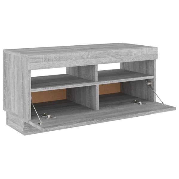 The Living Store tv-bord med LED-lys 80x35x40 cm grå sonoma-eg -  TV-møbler