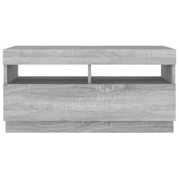 The Living Store tv-bord med LED-lys 80x35x40 cm grå sonoma-eg -  TV-møbler