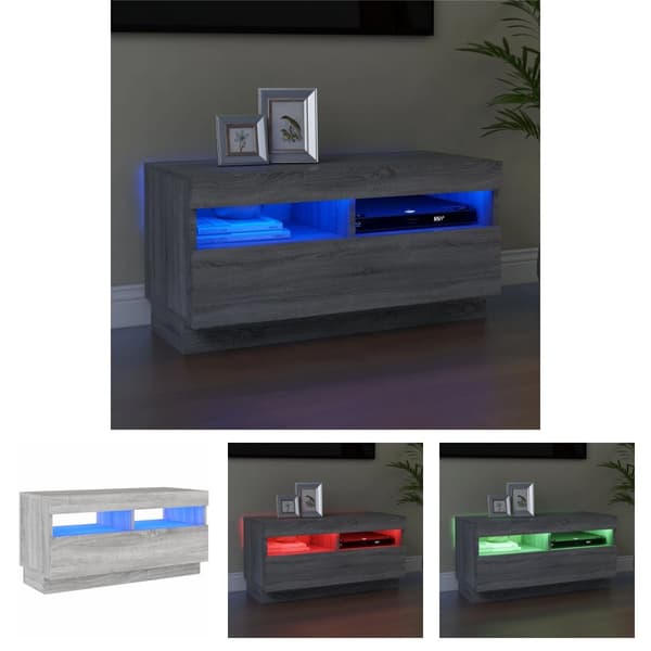 The Living Store TV-taso LED-valoilla harmaa Sonoma 80x35x40 cm -  TV-tasot