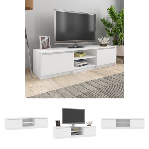 The Living Store Tv-bänk vit 140x40x35,5 cm konstruerat trä - TV-bänkar