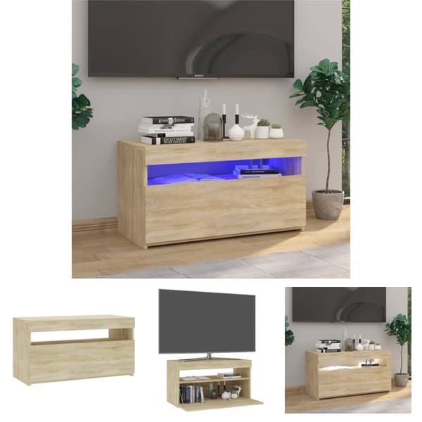 The Living Store Tv-bänk med LED-belysning sonoma-ek 75x35x40 cm -  TV-bänkar