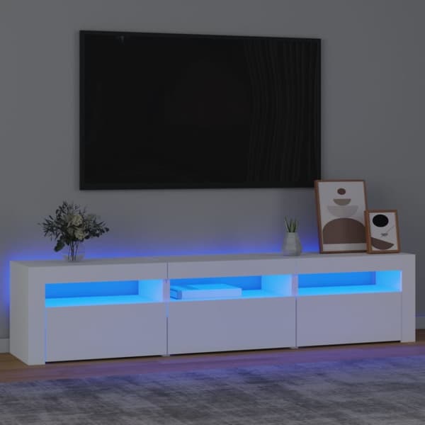 The Living Store Tv-bänk med LED-belysning vit 180x35x40 cm -  TV-bänkar