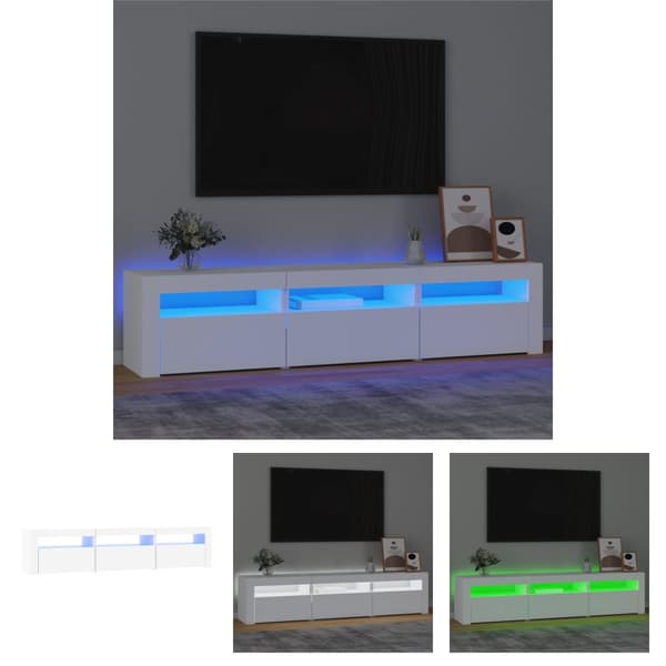 The Living Store Tv-bänk med LED-belysning vit 180x35x40 cm -  TV-bänkar