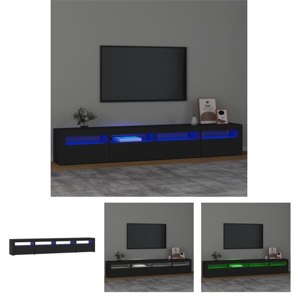 The Living Store Tv-bänk med LED-belysning Svart 240x35x40 cm -  TV-bänkar