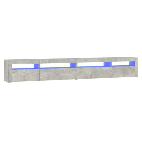 The Living Store sengebord med LED-lys 270x35x40 cm betongrå -  TV-møbler