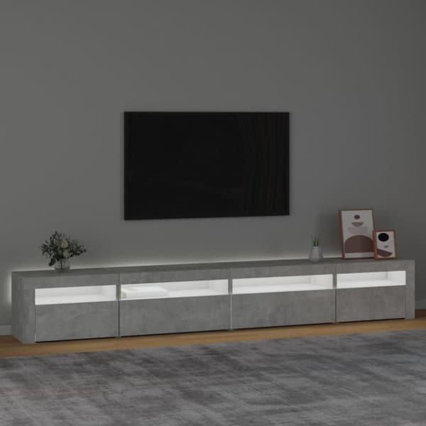 The Living Store sengebord med LED-lys 270x35x40 cm betongrå -  TV-møbler