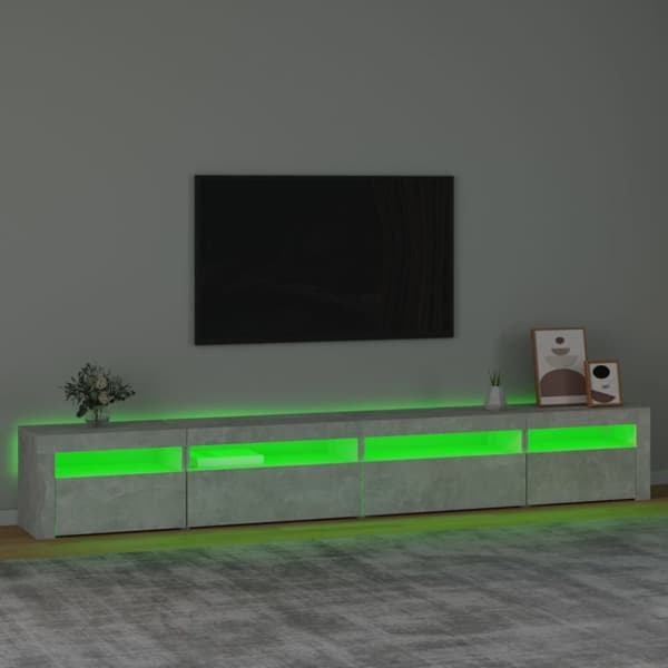 The Living Store sengebord med LED-lys 270x35x40 cm betongrå -  TV-møbler