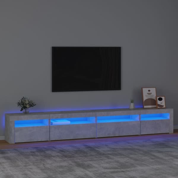 The Living Store sengebord med LED-lys 270x35x40 cm betongrå -  TV-møbler