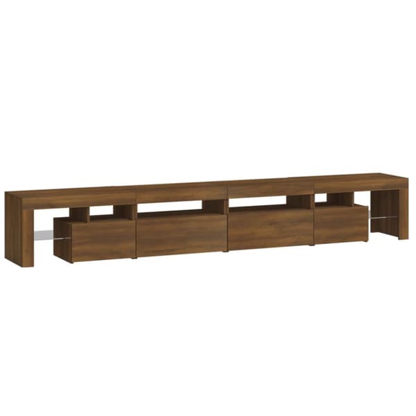 The Living Store Tv-bänk med LED-belysning brun ek 260x36,5x40 cm -  TV-bänkar