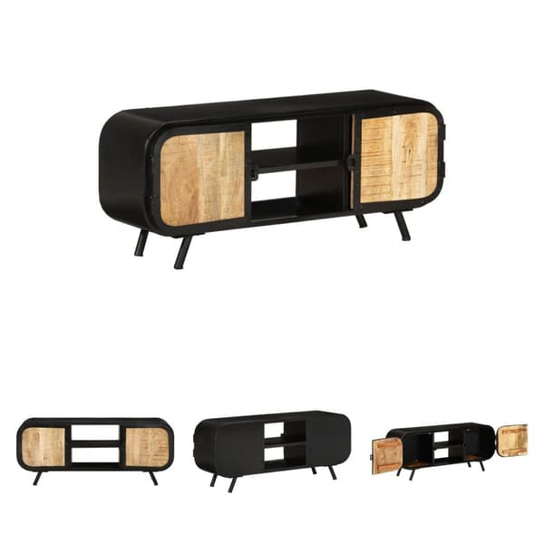 The Living Store TV-bänk 110x30x45 cm grovt mangoträ -  TV-bänkar