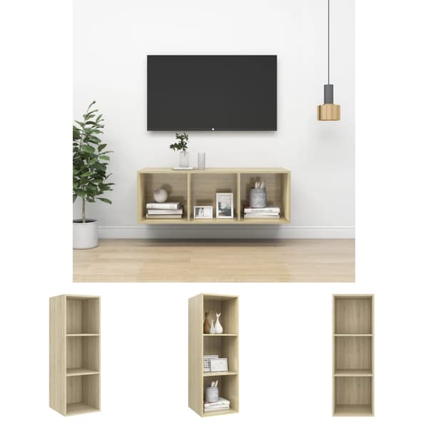 The Living Store væghængt tv-skab 37x37x107cm spånplade sonoma-eg -  TV-møbler