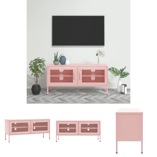 The Living Store tv-skab 105x35x50 cm stål Lyserød - TV-møbler