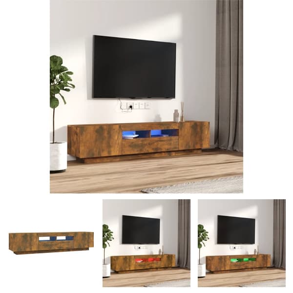 The Living Store tv-borde 2 stk. med LED-lys konstrueret træ røget egetræsfarve -  TV-møbler