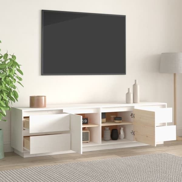 The Living Store TV-taso valkoinen 176x37x47,5 cm täysi mänty - TV-tasot