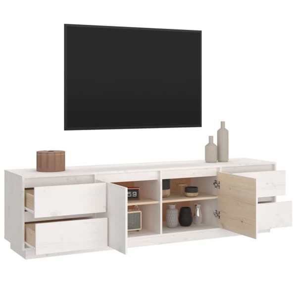 The Living Store TV-taso valkoinen 176x37x47,5 cm täysi mänty - TV-tasot