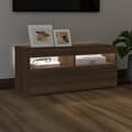 Pikkukuva 4 / 11: The Living Store TV-taso LED-valoilla ruskea tammi 90x35x40 cm -  TV-tasot