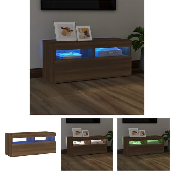 The Living Store TV-taso LED-valoilla ruskea tammi 90x35x40 cm - TV-tasot