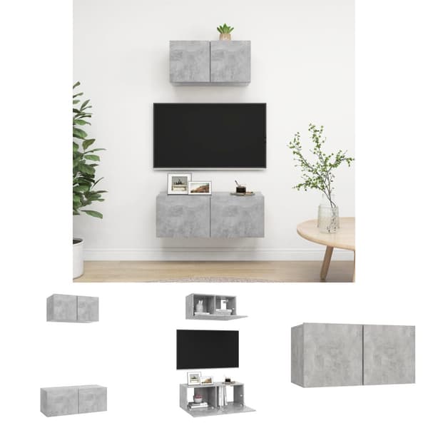 The Living Store tv-skabe 2 dele spånplade betongrå -  TV-møbler