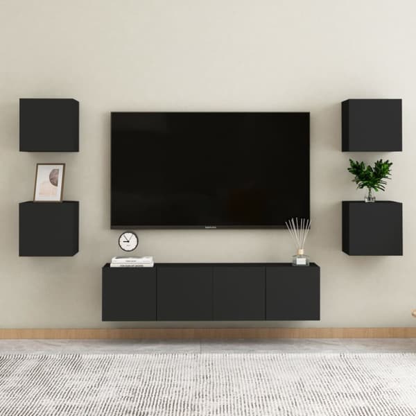 The Living Store Seinäkiinnitettävät TV-tasot 2 kpl musta 30,5x30x30cm -  TV-tasot